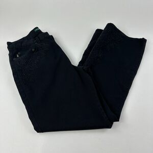 Ralph Lauren Jeans 12 Womens Black Lace Embroidery Boot Cut Western Cowboy Style